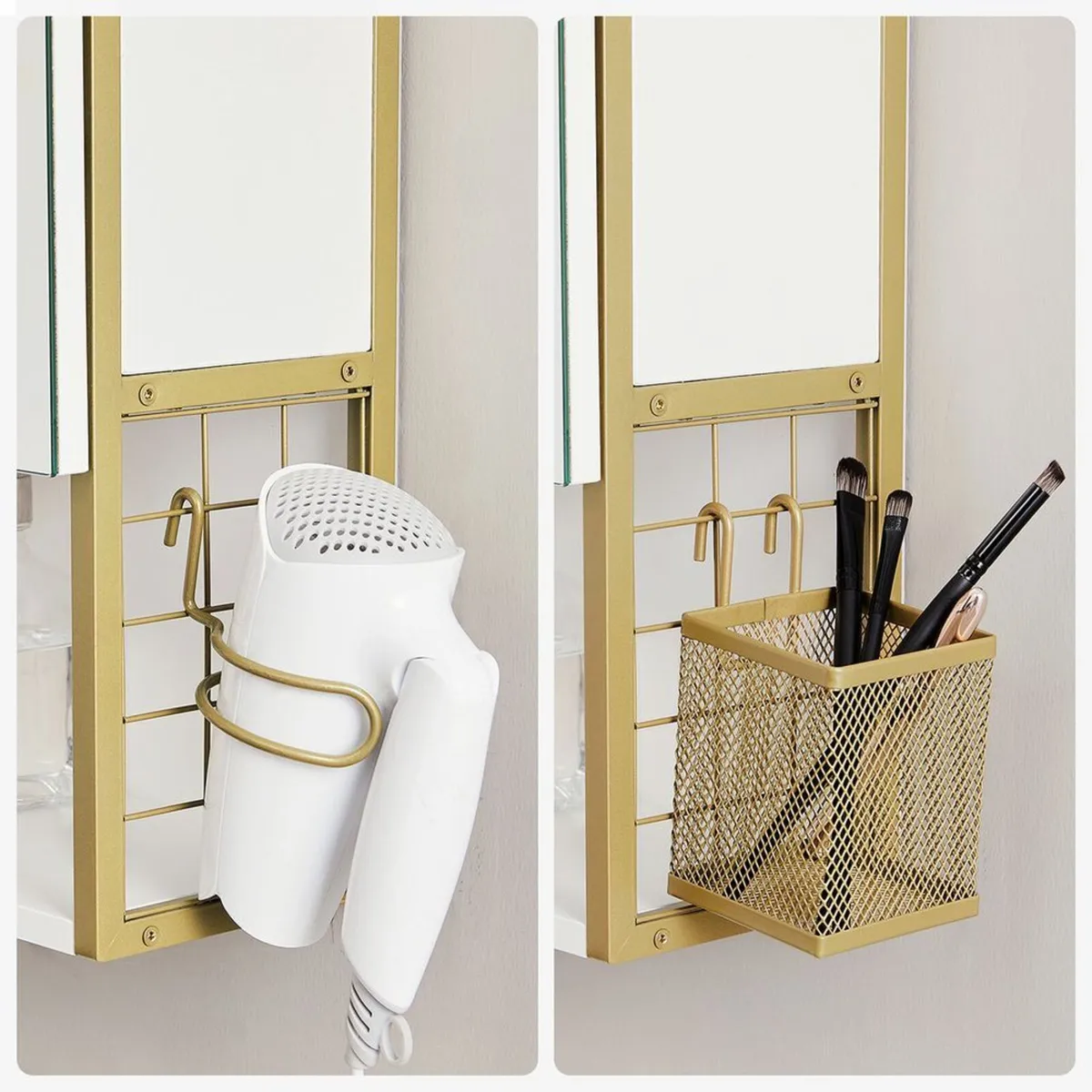 LED Mirrored Bathroom Cabinet with Storage, Basket - Image 4