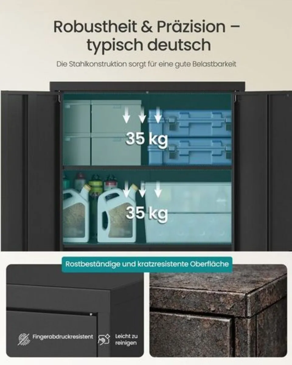 Black Metal Storage Cabinet Lockable With Shelves - Image 3