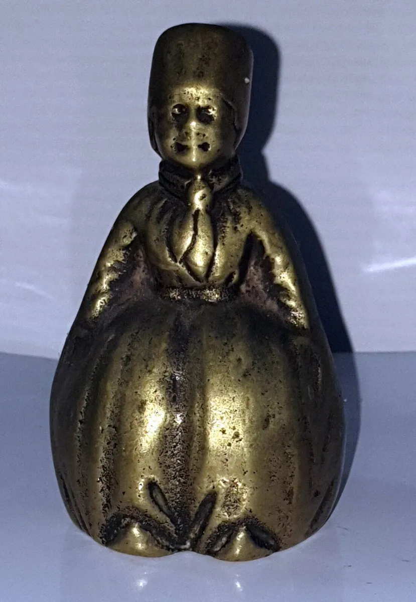 Vintage Solid Brass Lady Figurine Desk Bell - Image 2