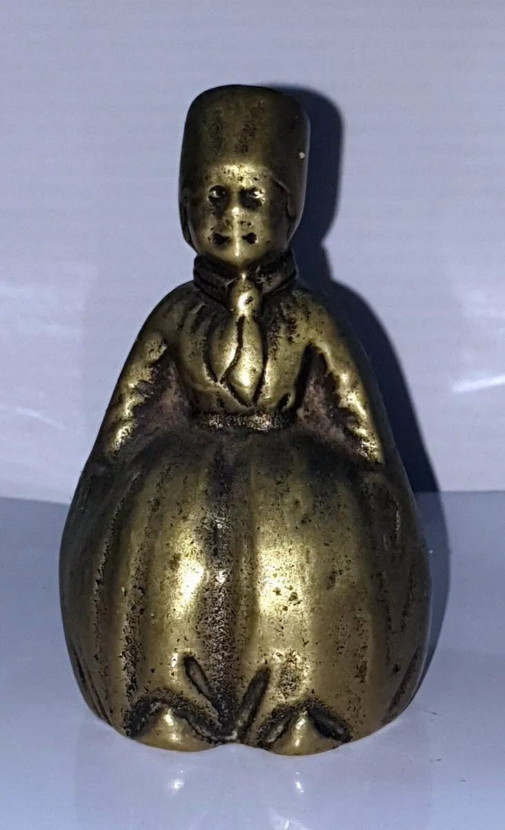 Vintage Solid Brass Lady Figurine Desk Bell - Image 3