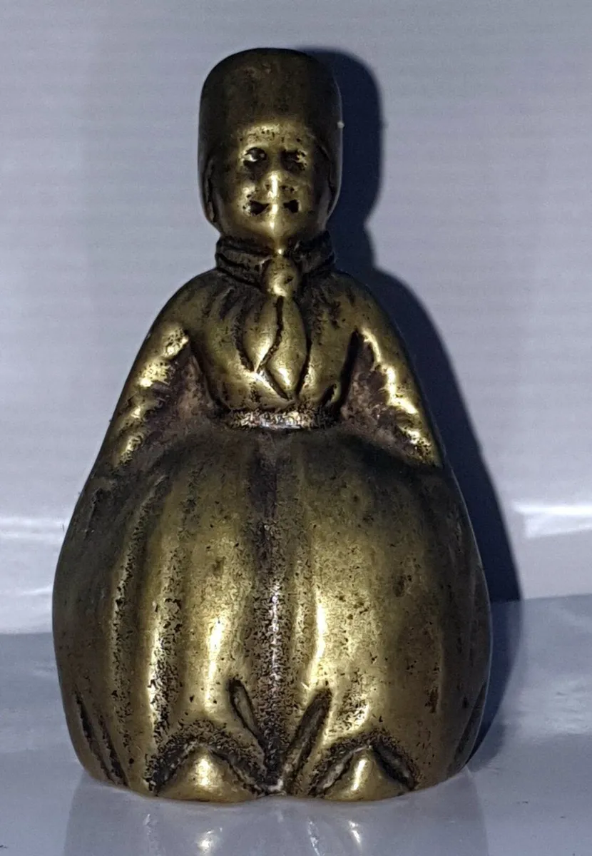 Vintage Solid Brass Lady Figurine Desk Bell - Image 1
