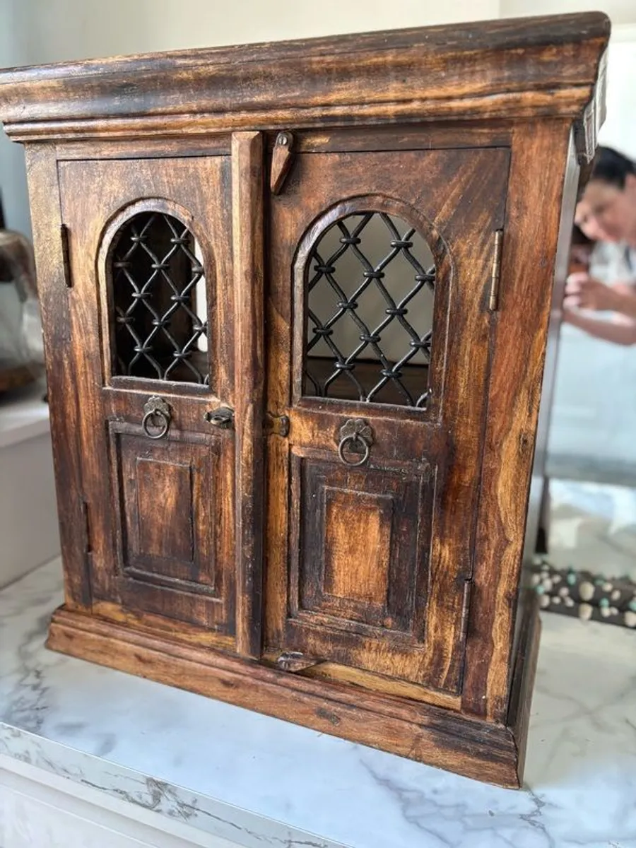 Rustic Indian Jali Solid Wood Cabinet / Accent Sideboard / TV Stand - Image 2