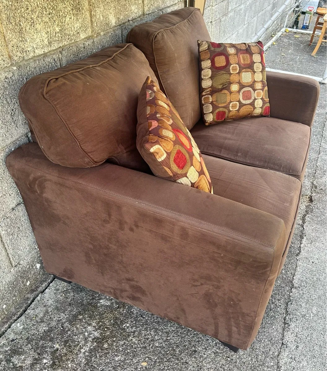 Free Small sofa brown suede please read 1st - Image 1