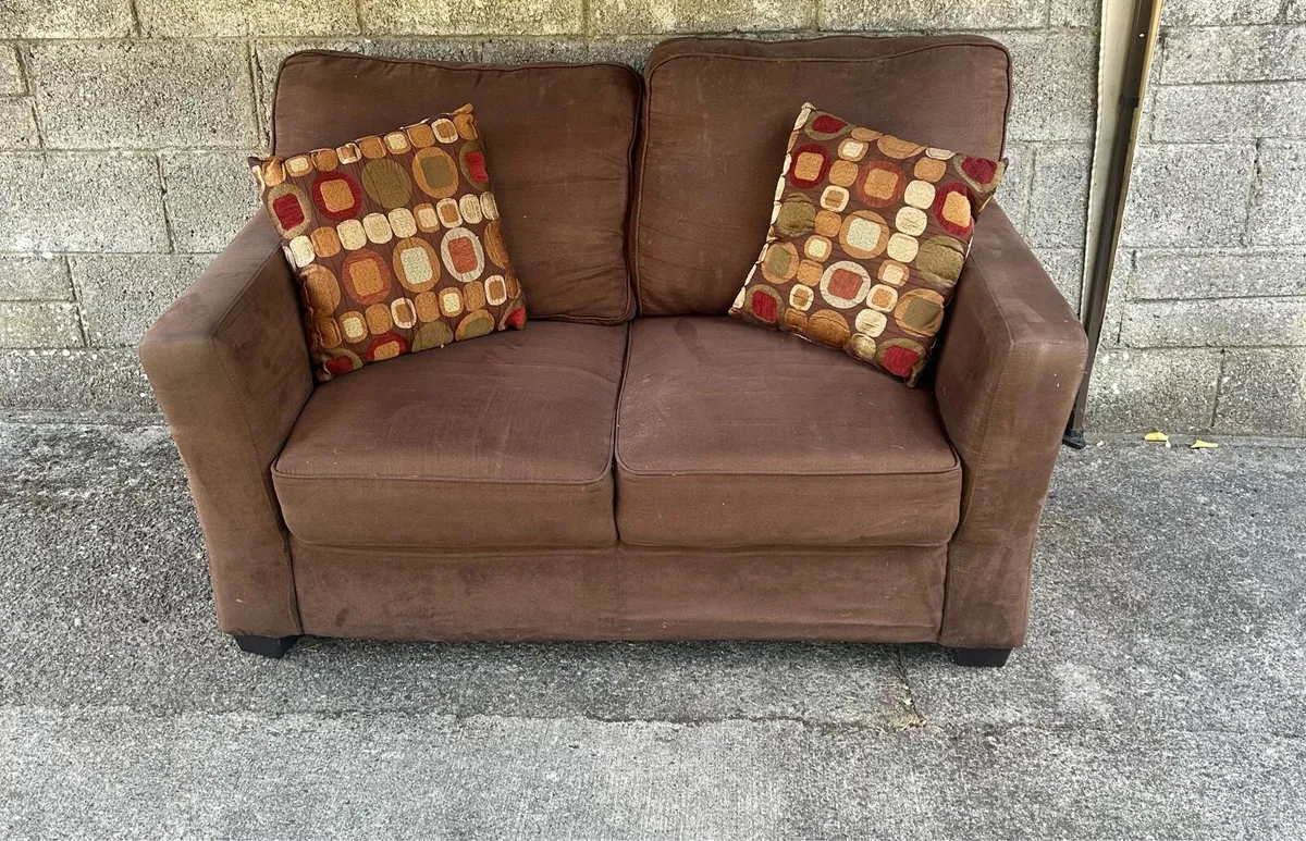 Free Small sofa brown suede please read 1st - Image 2