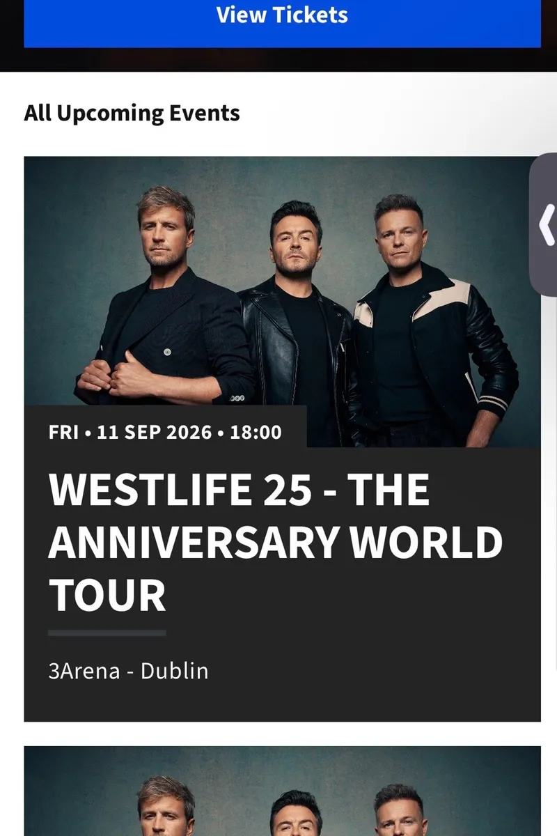 2 Westlife seating tickets 3 Arean - Image 1