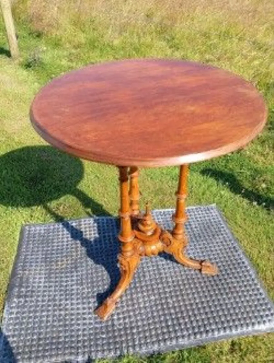 Antique Victorian Walnut Tripod Occasional Table - Image 1