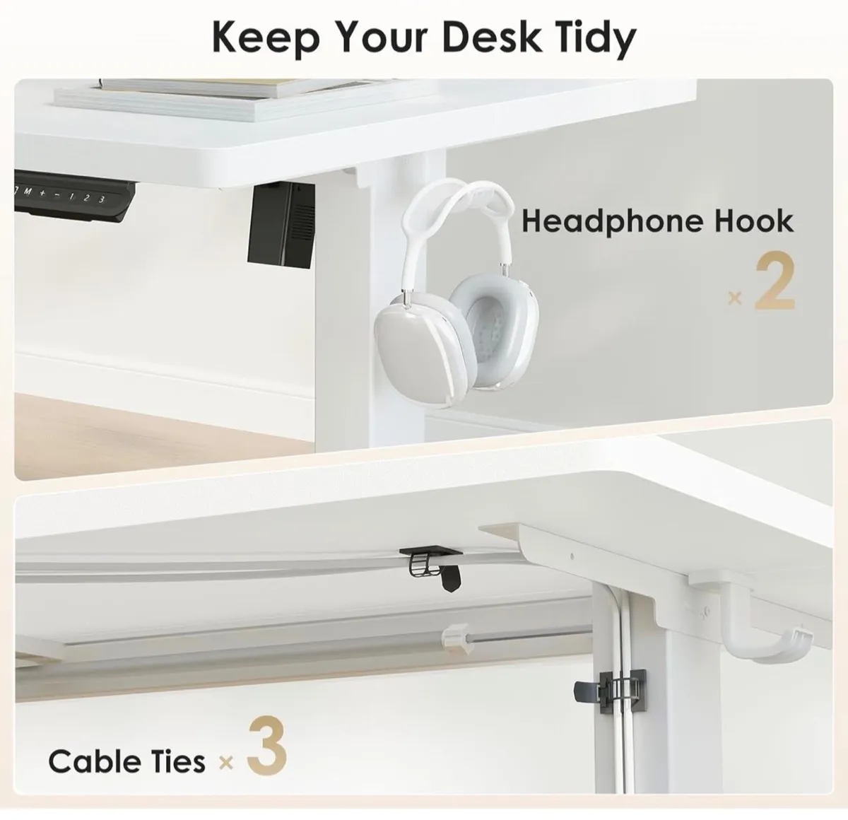 Electric Standing Desk, 120x60cm Height Adjustable - Image 4