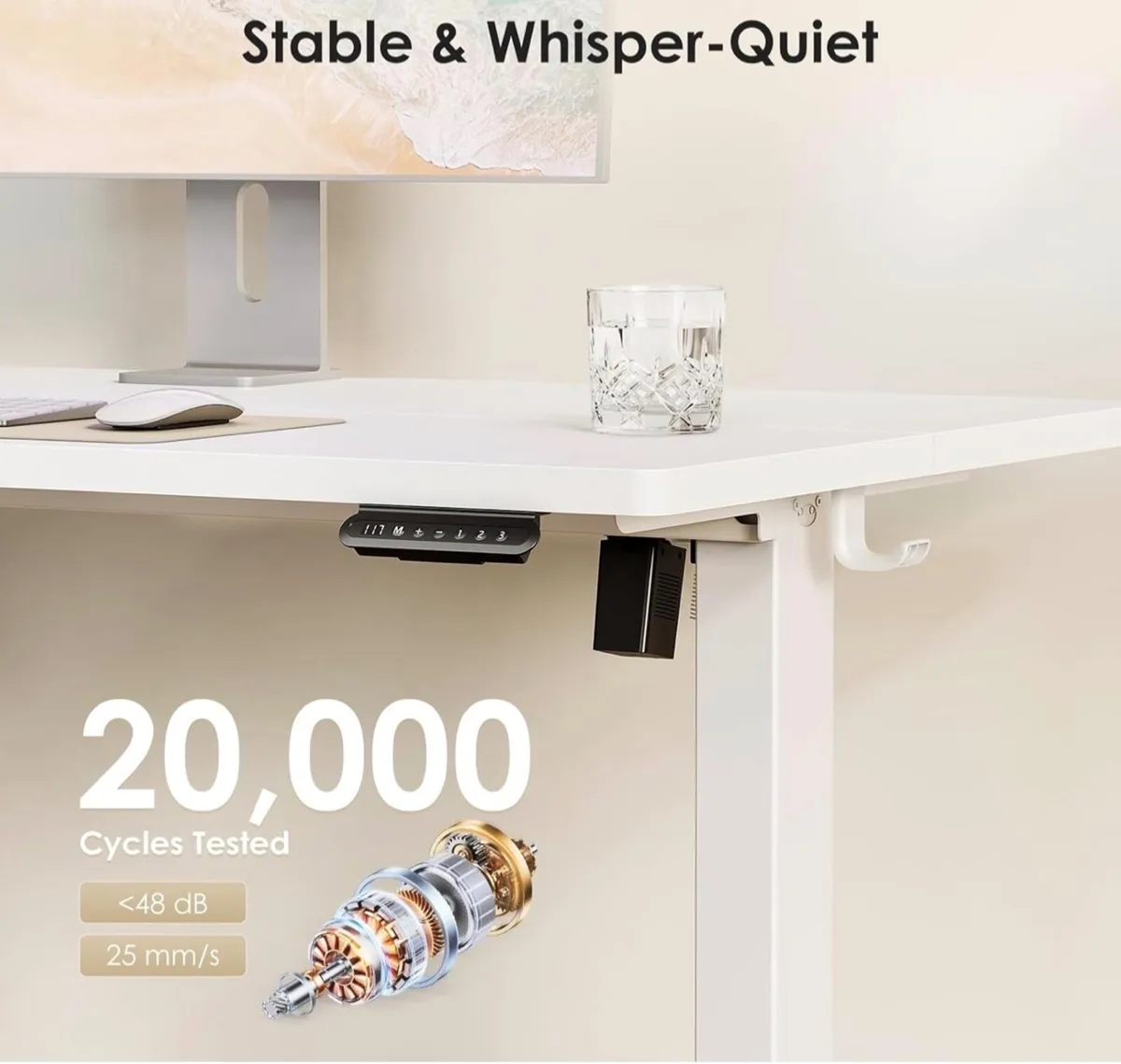 Electric Standing Desk, 120x60cm Height Adjustable - Image 2