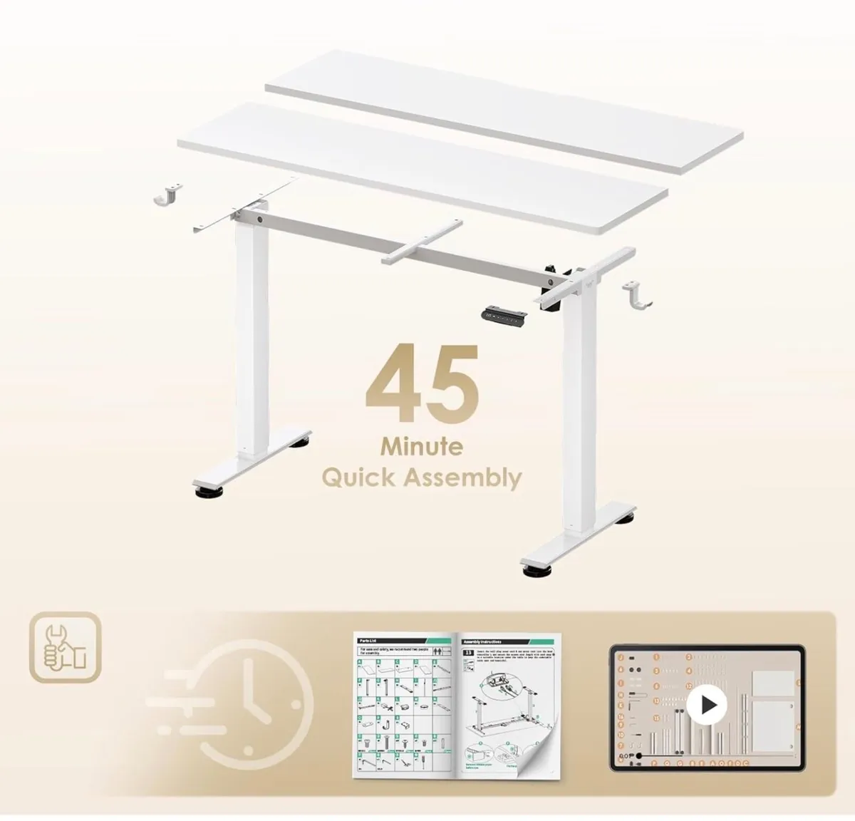 Electric Standing Desk, 120x60cm Height Adjustable - Image 3