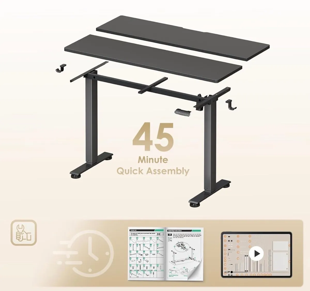 Electric Standing Desk, 120x60cm Height Adjustable - Image 3