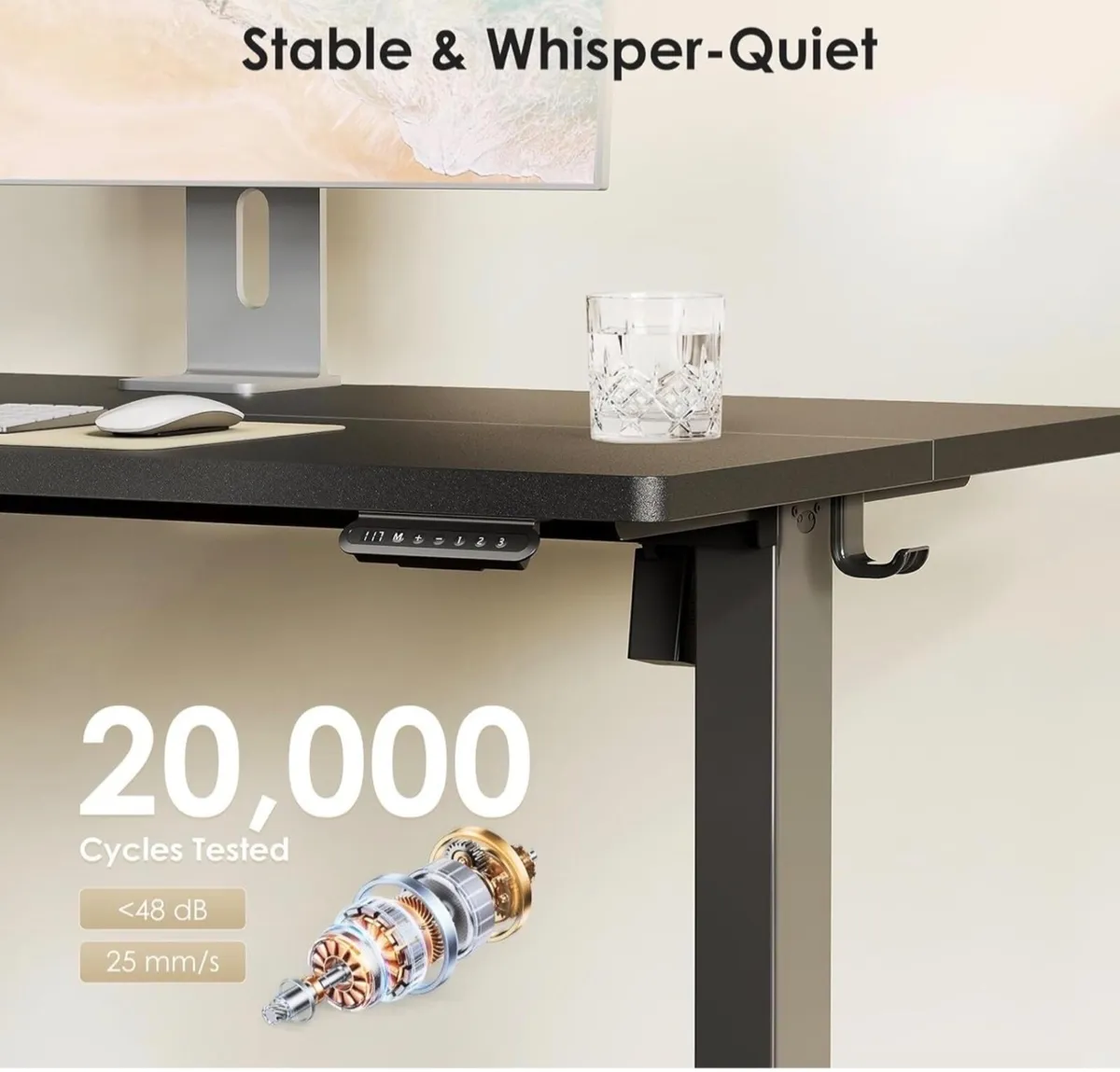 Electric Standing Desk, 120x60cm Height Adjustable - Image 2