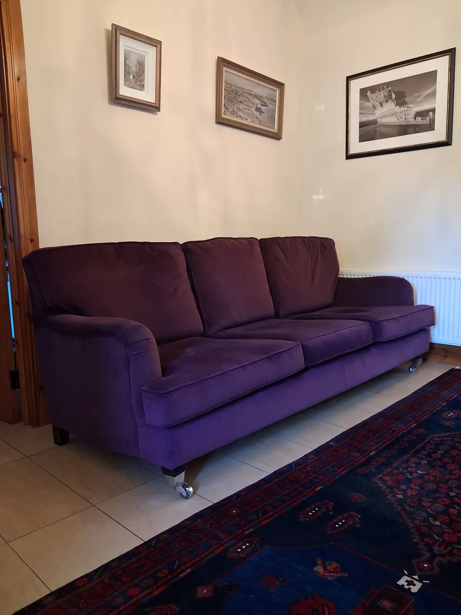 Purple Velvet 3 Seater Sofa