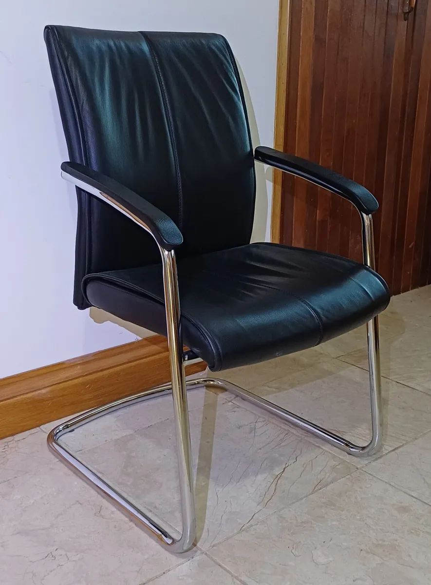 Leather & Chrome Meeting Room Chairs - Image 1
