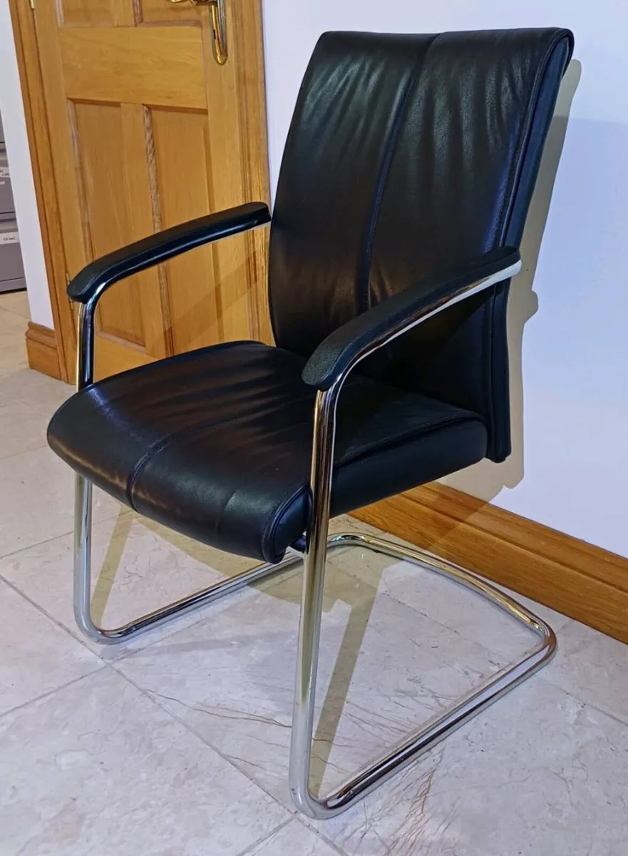 Leather & Chrome Meeting Room Chairs - Image 3