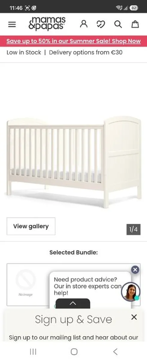 Mamas and Papas Dover Cot Bed - Image 1