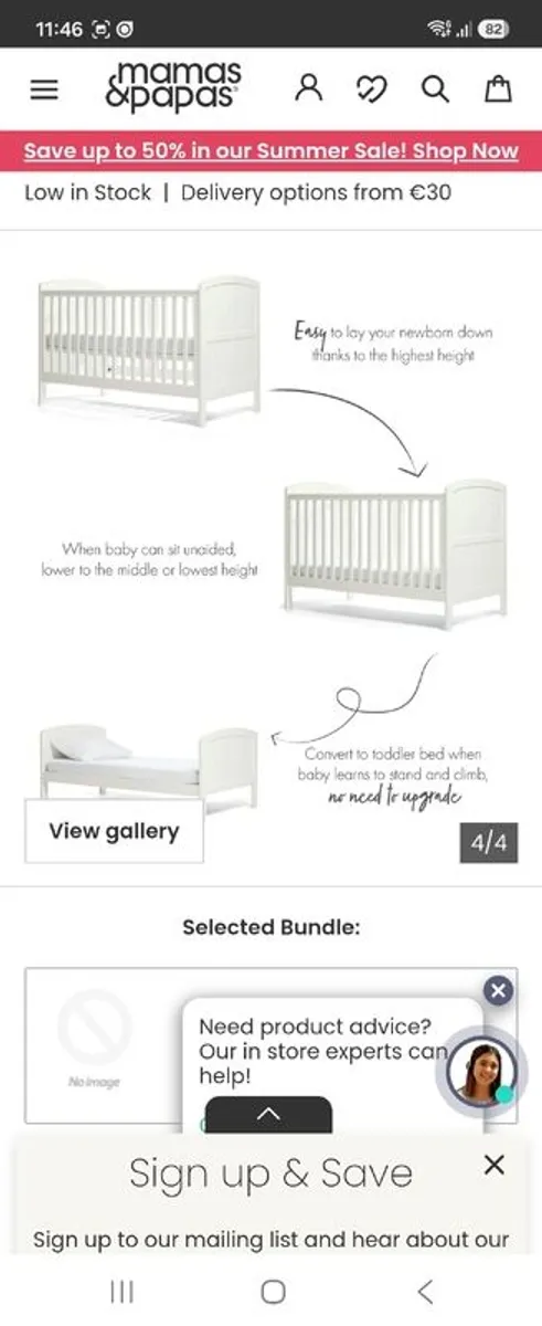 Mamas and Papas Dover Cot Bed - Image 4