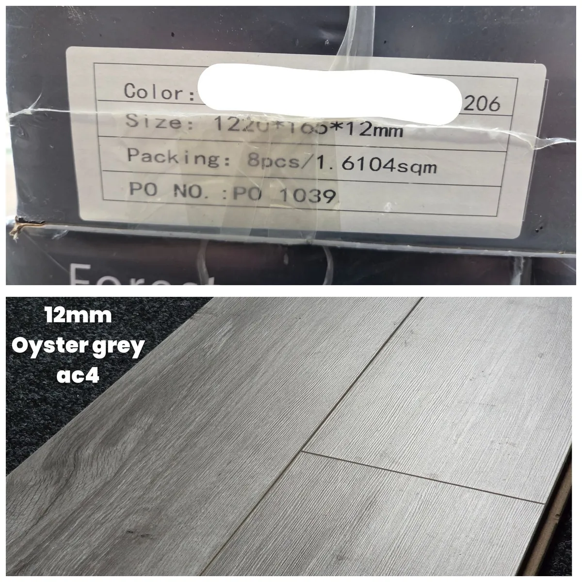 12mm laminated click flooring - oyster grey - Image 1