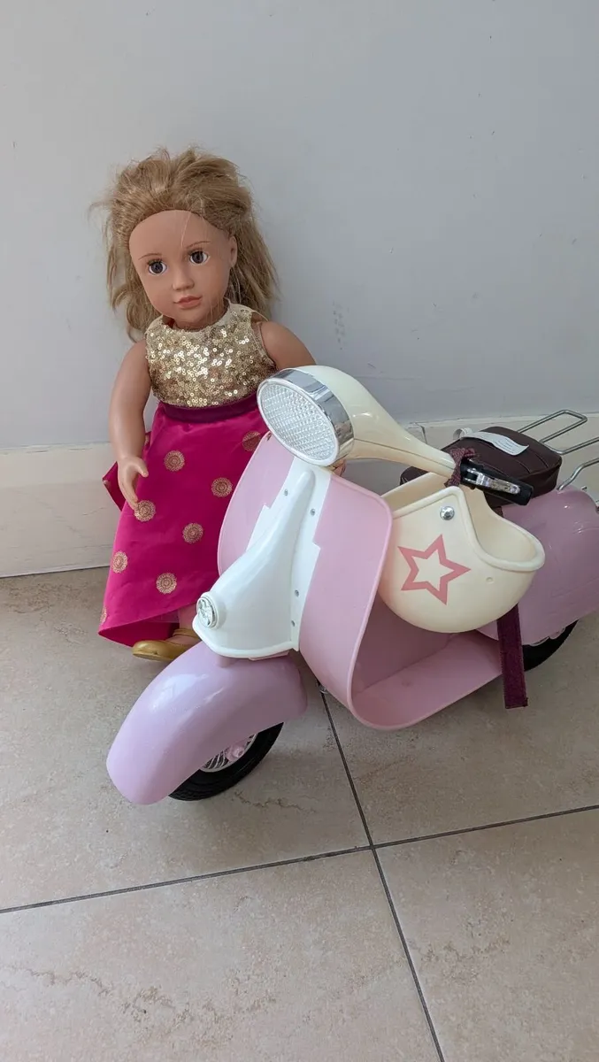 Our Generation Doll & Pink Retro Scooter
