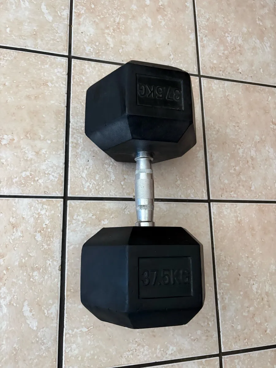 SINGLE 37.5KG RUBBER HEX DUMBBELL, CHEAP!