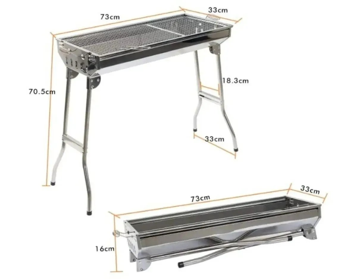 BBQ Foldable Charcoal Grill Stainless Steel - Image 1
