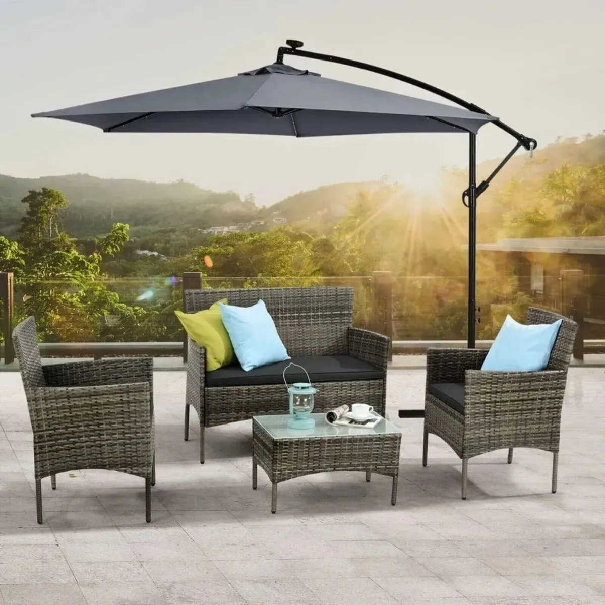 Rattan Garden Chair Set 4-Piece Patio Furniture - Image 2