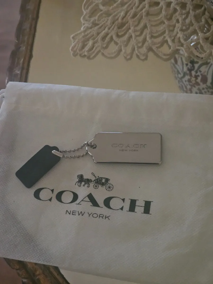 Coach Silver Metal & Black Leather Bag Tags/NEW - Image 3