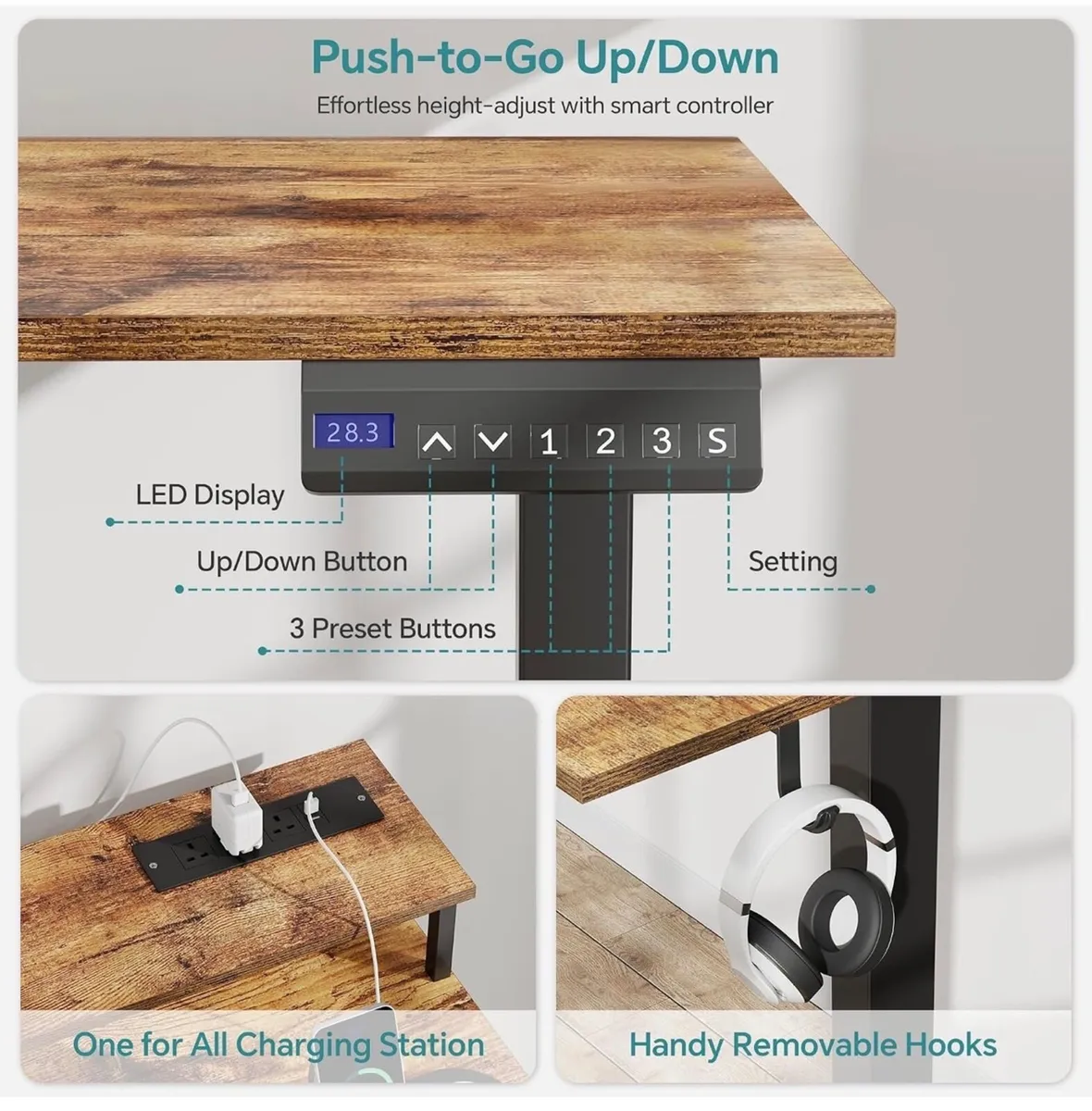 Standing Desk, Electric Height Adjustable Desk wit - Image 2