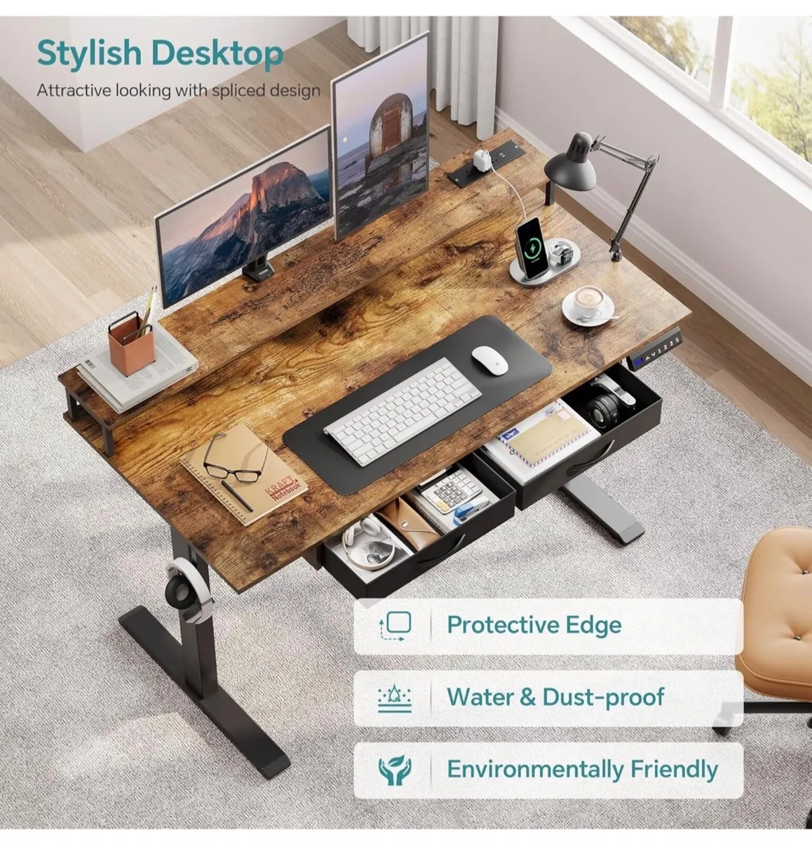 Standing Desk, Electric Height Adjustable Desk wit - Image 1