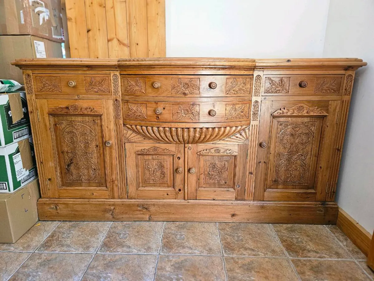 One-of-a-Kind Hand-Carved Solid Wood Sideboard - Image 2