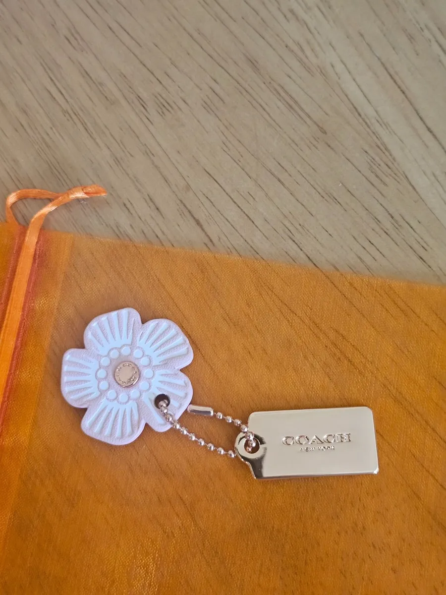 Coach Bag Charms/Tags /Rose Gold & Pink Flower/NEW - Image 1