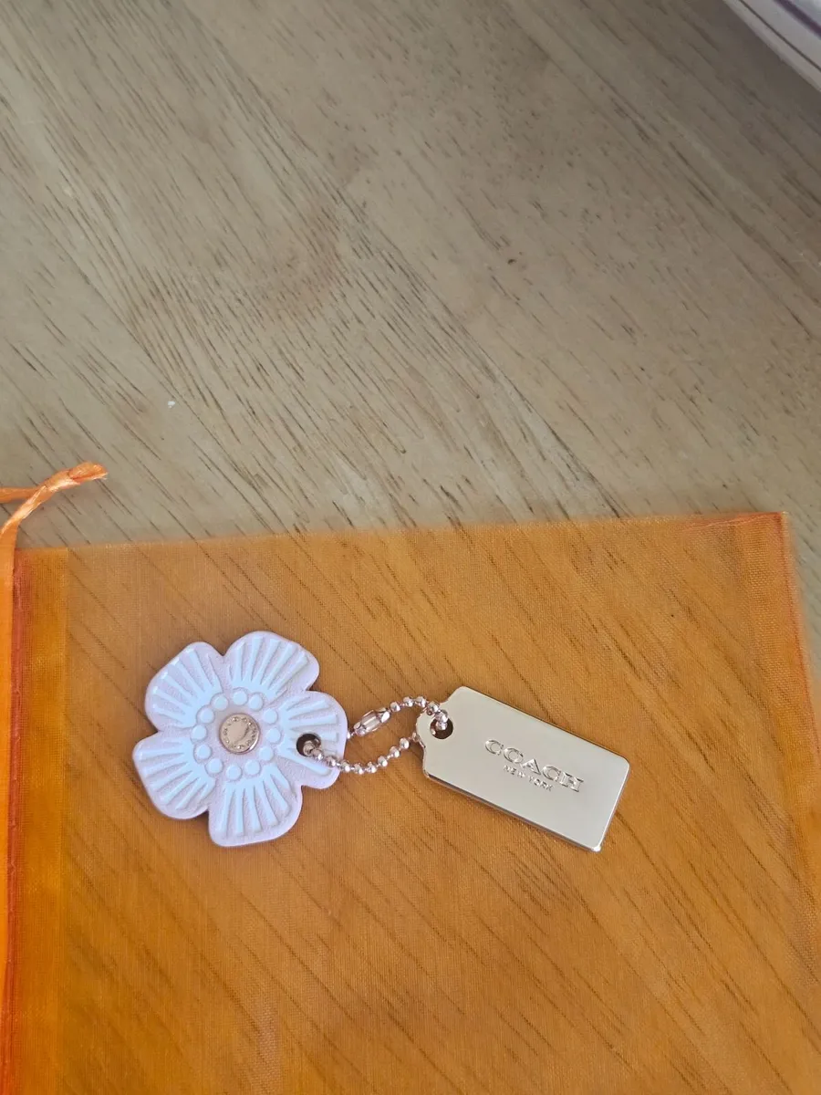Coach Bag Charms/Tags /Rose Gold & Pink Flower/NEW - Image 3