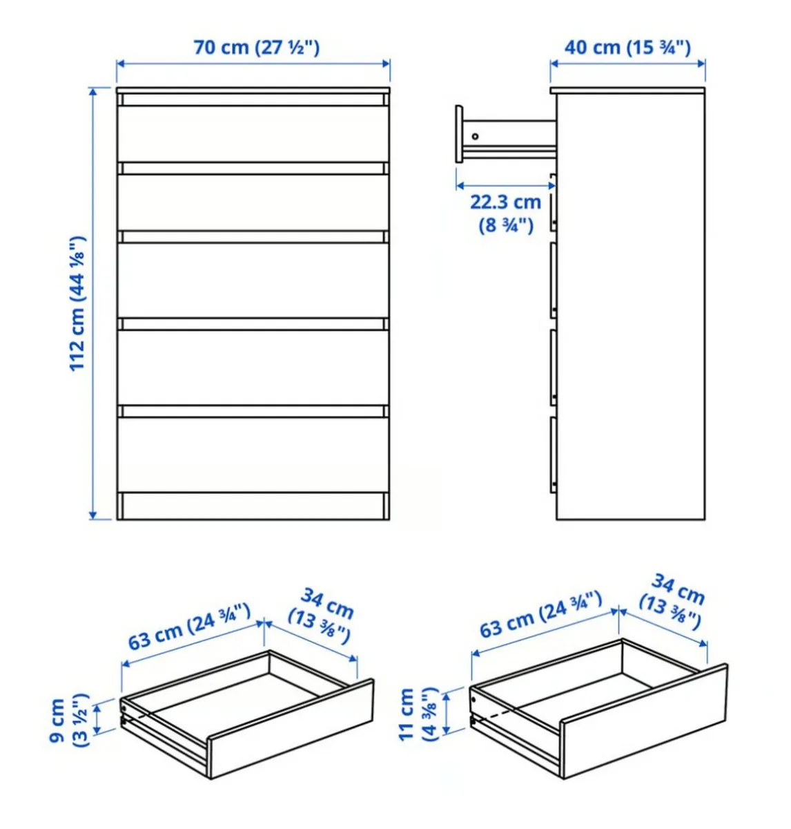 IKEA KULLEN Chest of 5 Drawers – White - Image 3