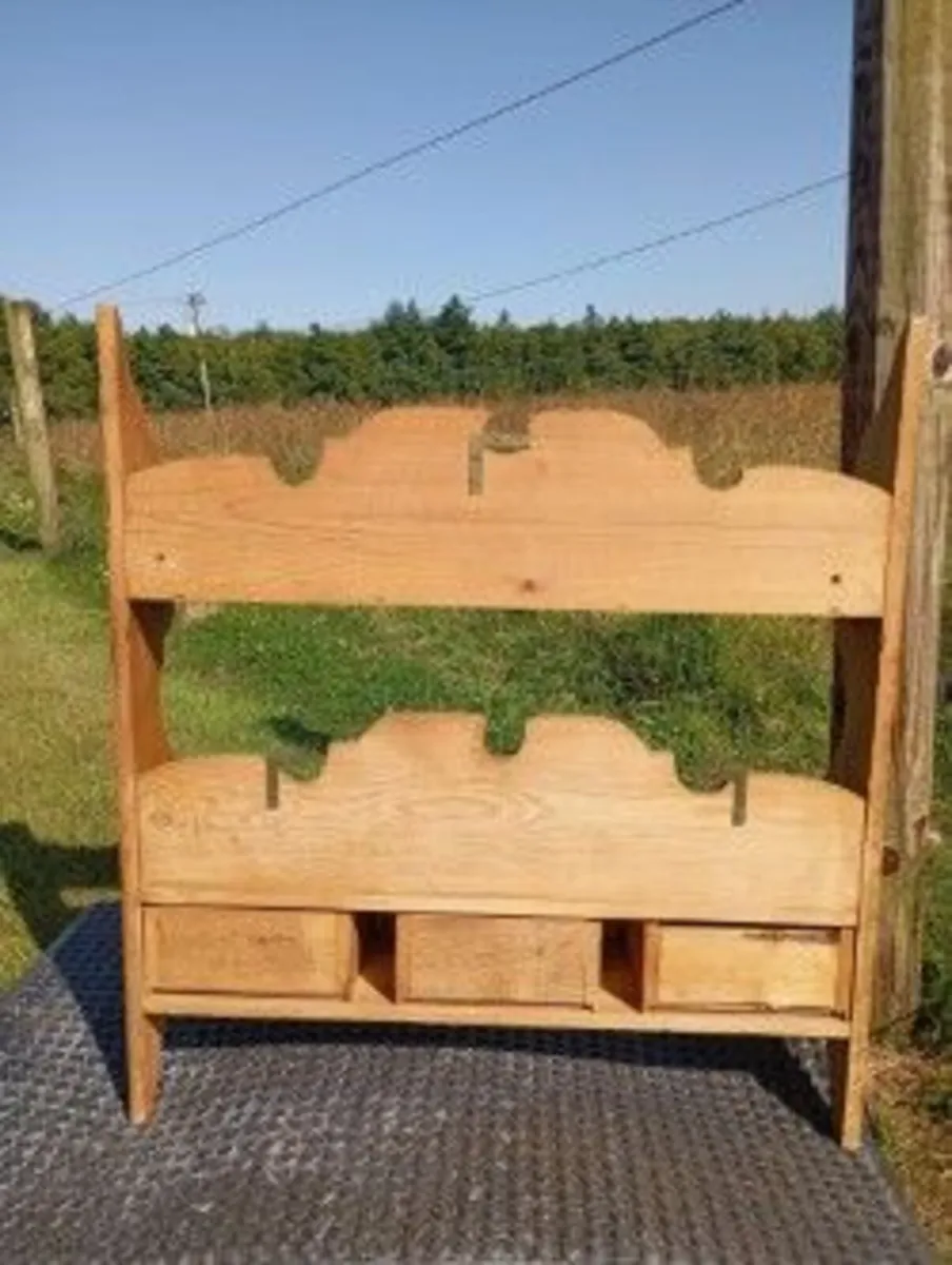 Solid Pine Wall Shelf / Plate Rack with 3 Drawers - Image 2