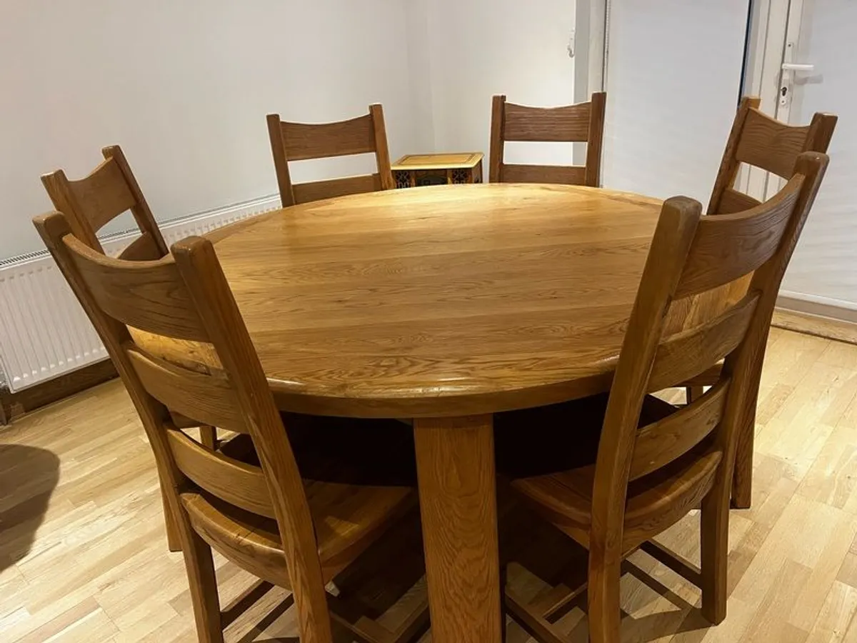 solid oak dining table and 6 chairs - Image 2