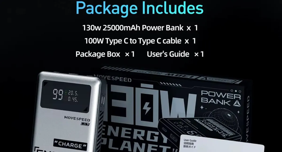 MOVESPEED M25Pro 145W PowerBank 25000mAh Type C - Image 2