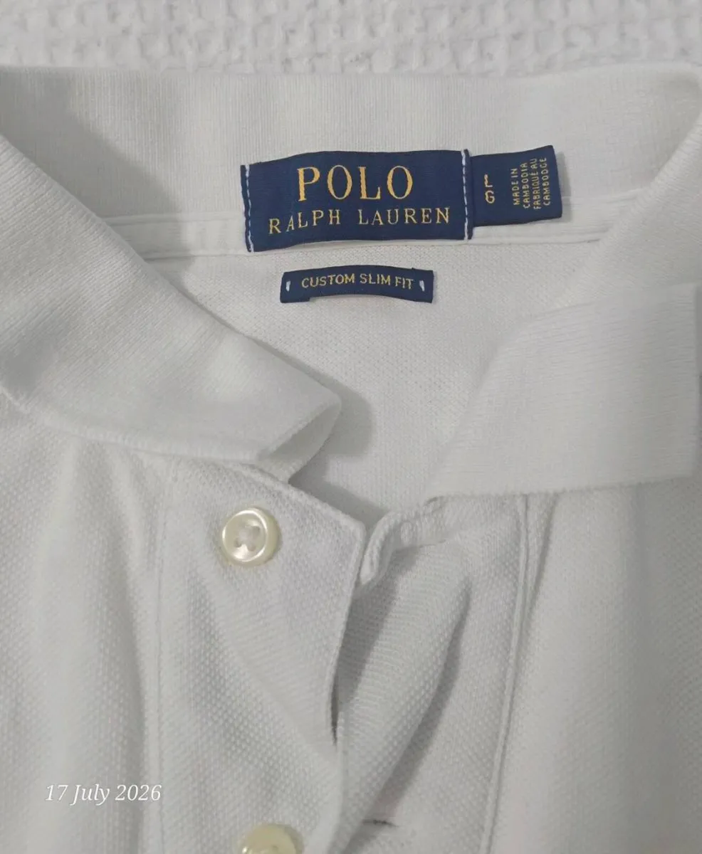 Ralph Lauren Polo Shirt – White-L-Custom Slimfit - Image 2