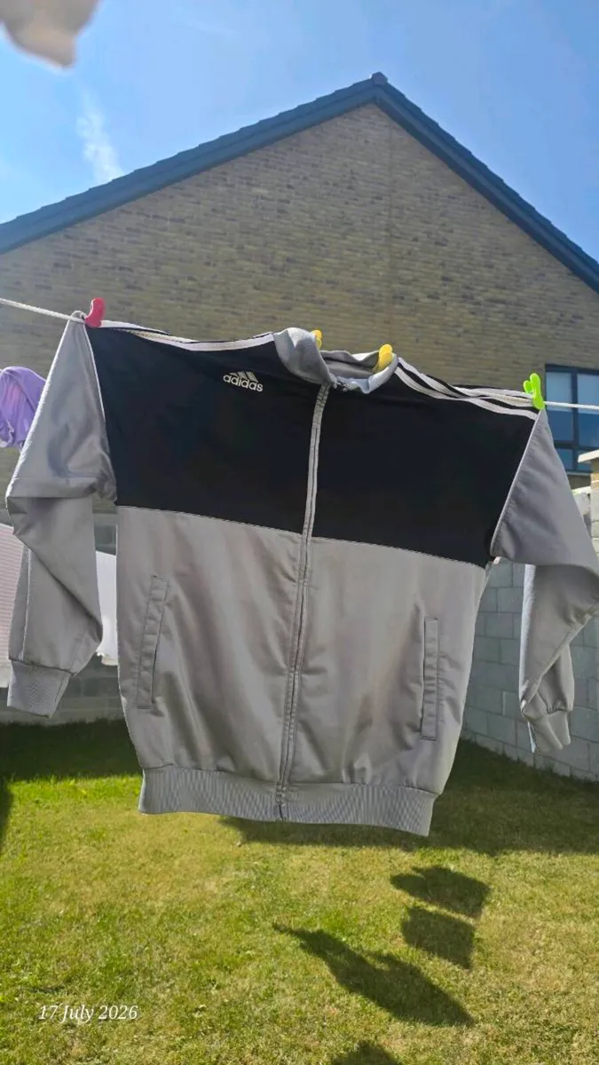 Adidas Track Jacket – Grey/Black-Size M (UK 40/42) - Image 4