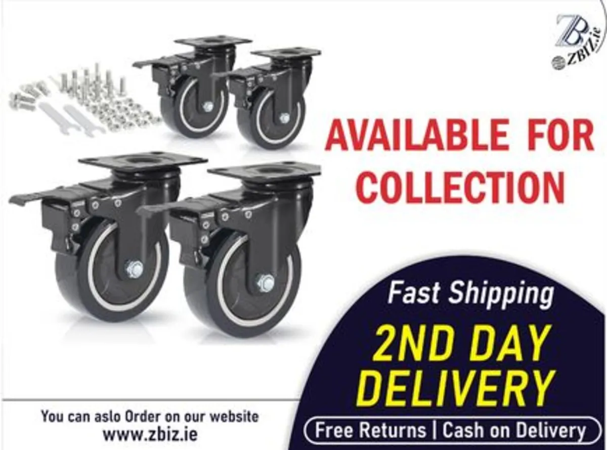 Castor Wheels 100mm PU Swivel Casters 600KG - Image 1