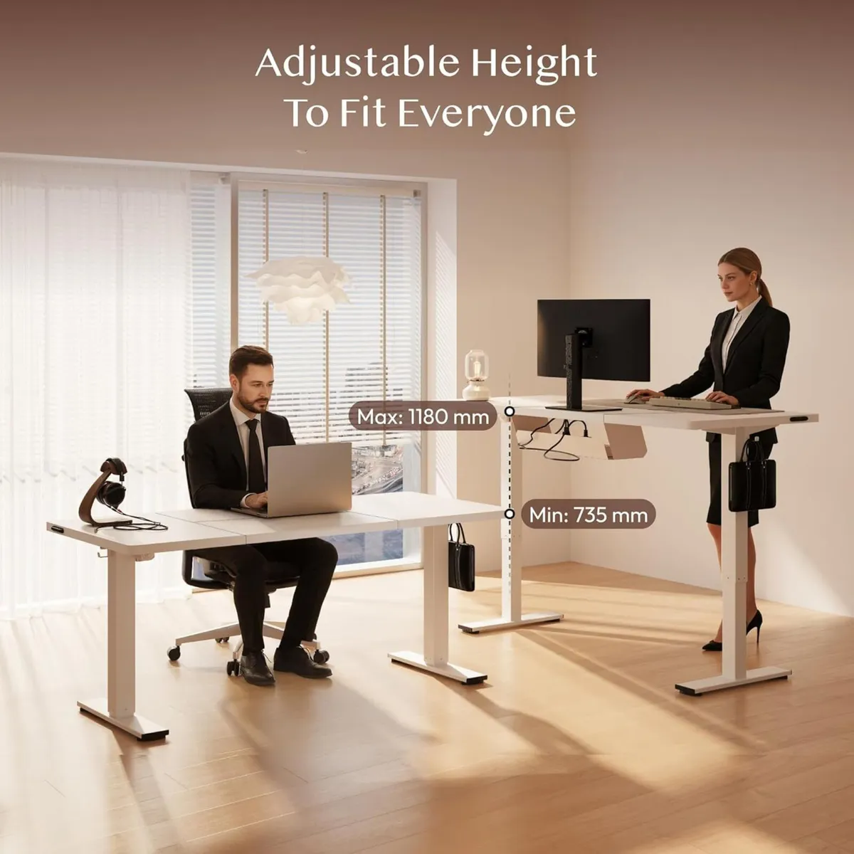 E1 Plus One Piece Electric Standing Desk Height - Image 4
