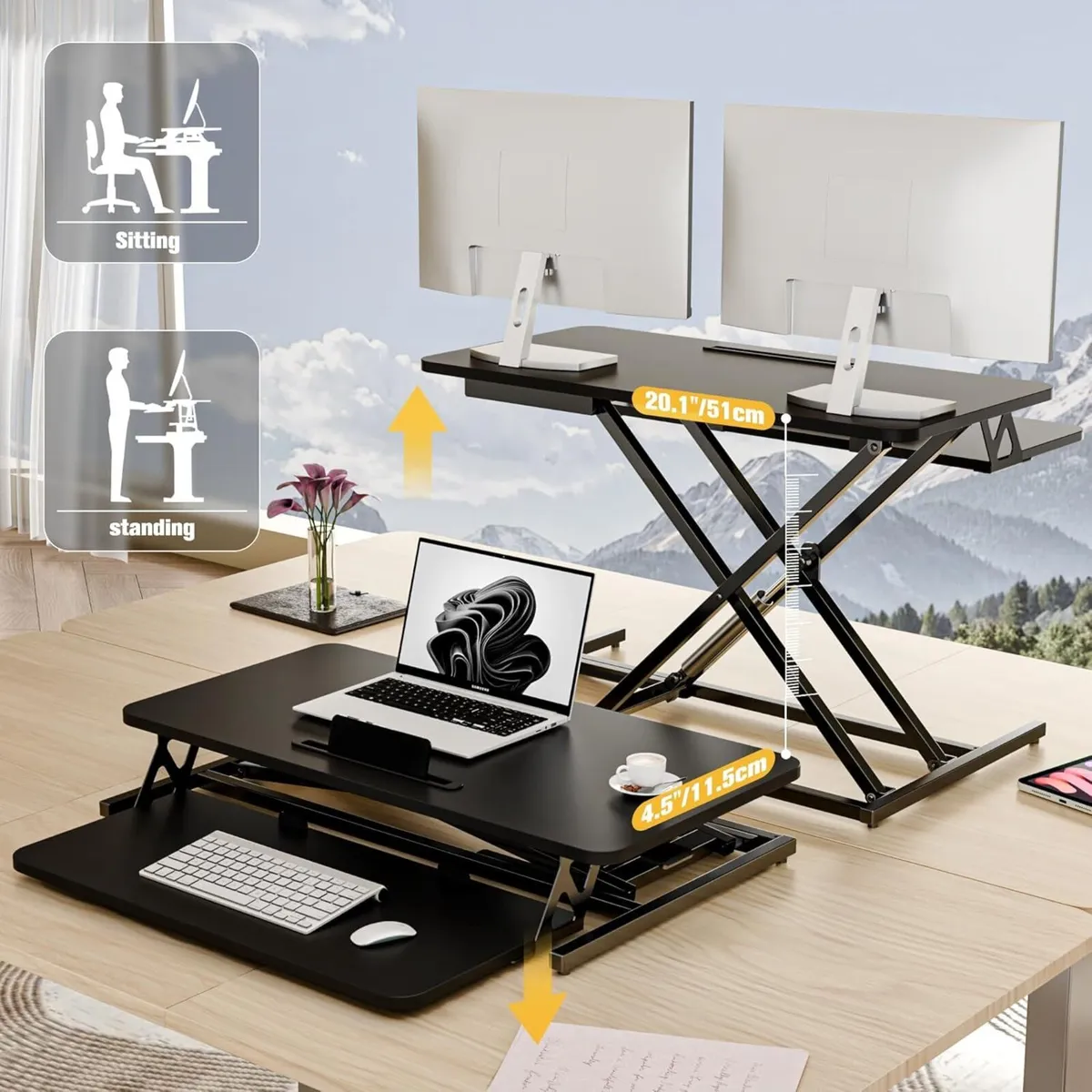 Height Adjustable Standing Desk Converter Wide - Image 2