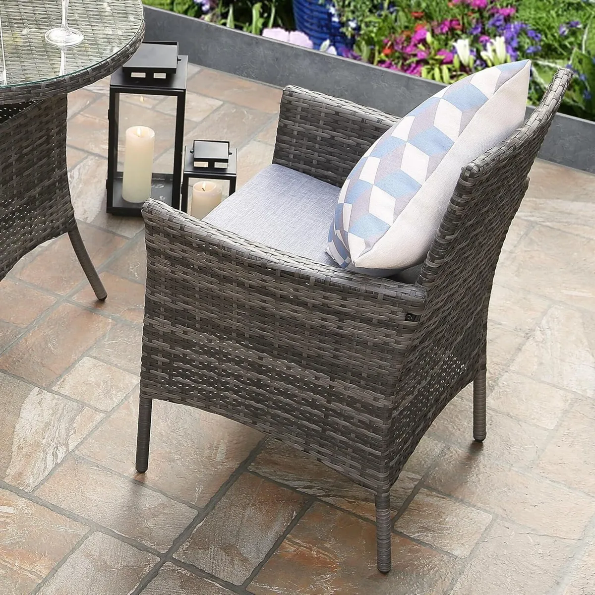 3pcs Rattan Garden Furniture Bistro Set Chair - Image 2