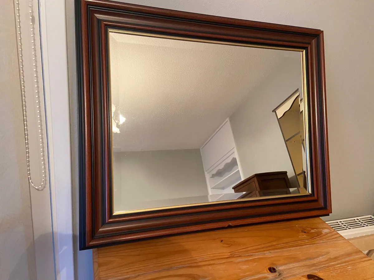 Large Decorative Wall Mirror – Mahogany Frame - Image 1