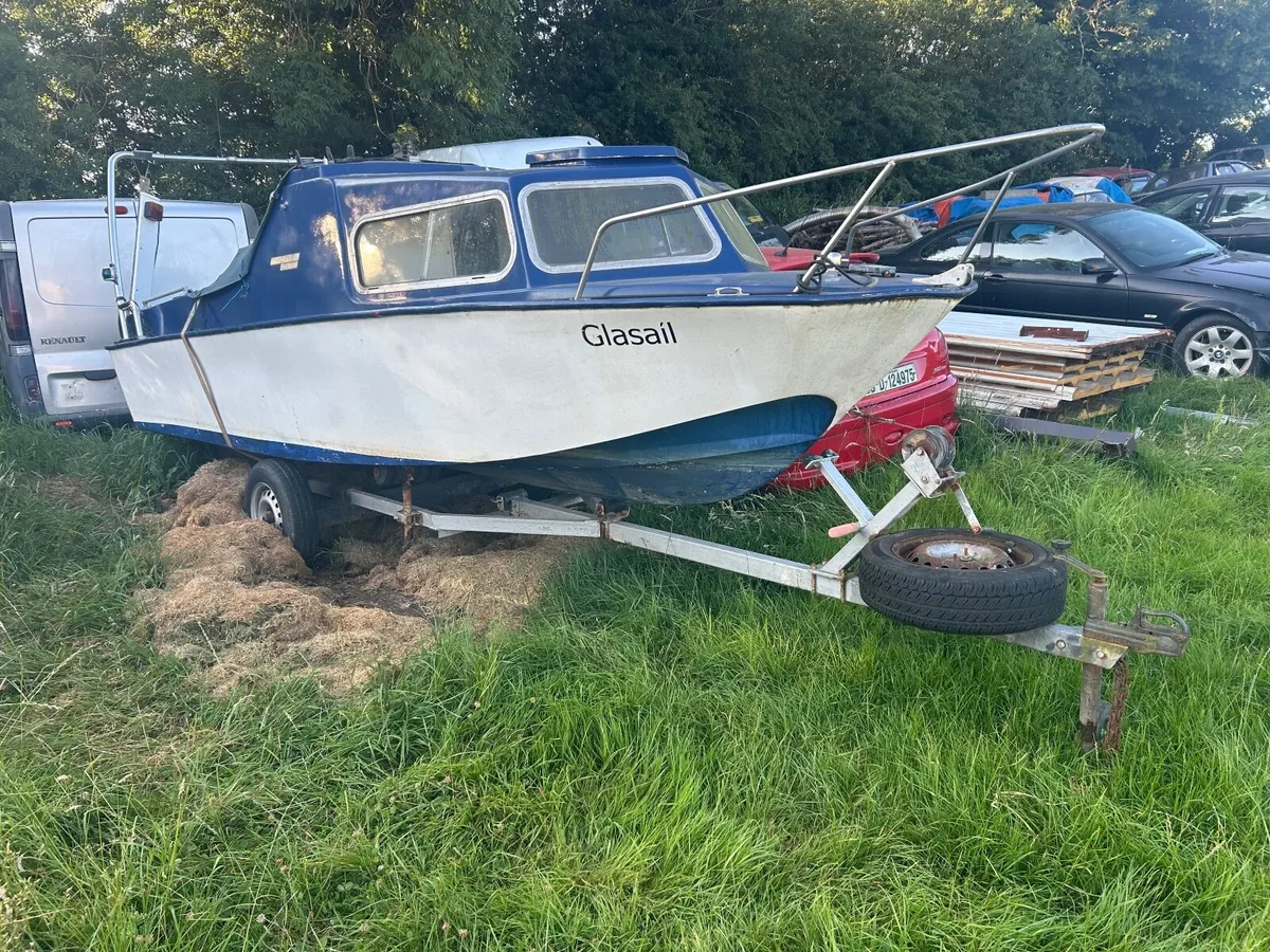 Glasal boat with trailer fibre glass with trailer - Image 2