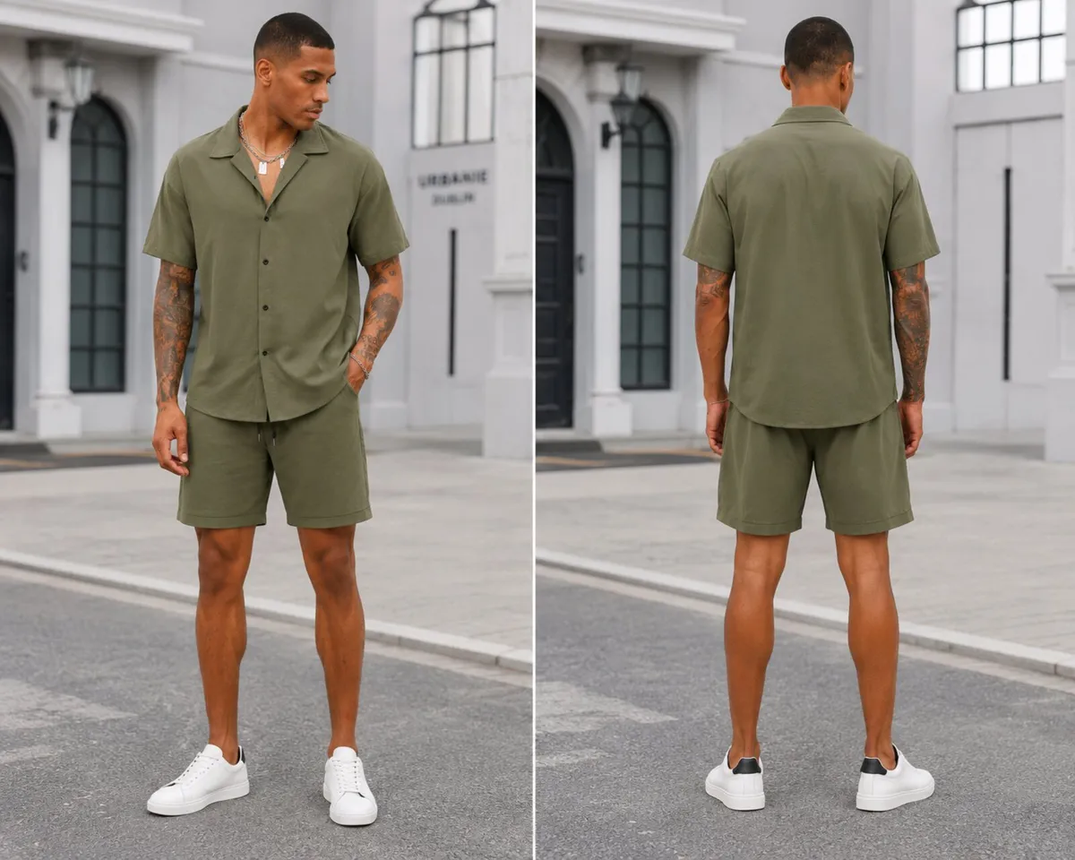 Urbanie Men's Summer Set – Short Sleeve Shirt & Sh - Image 1