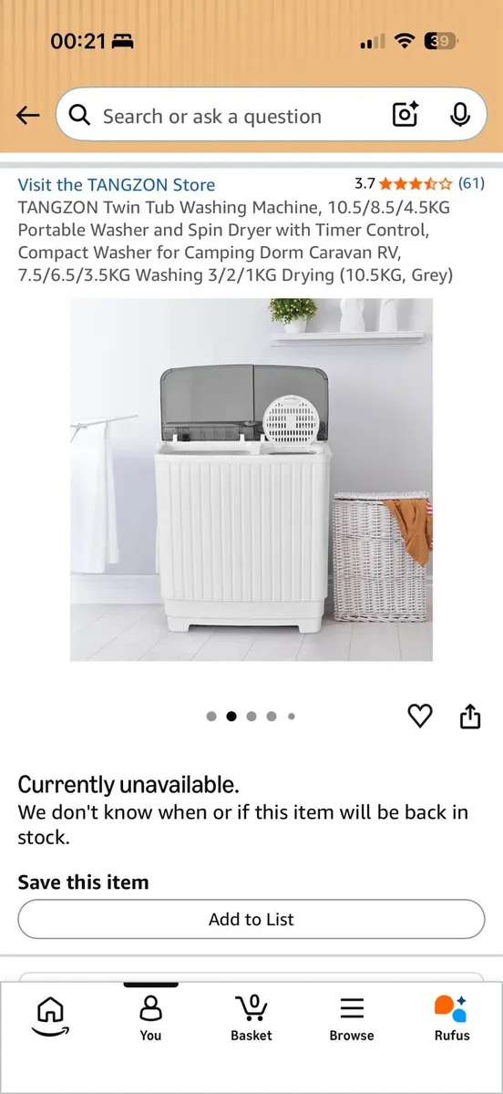 Twin tub washing machine - Image 1