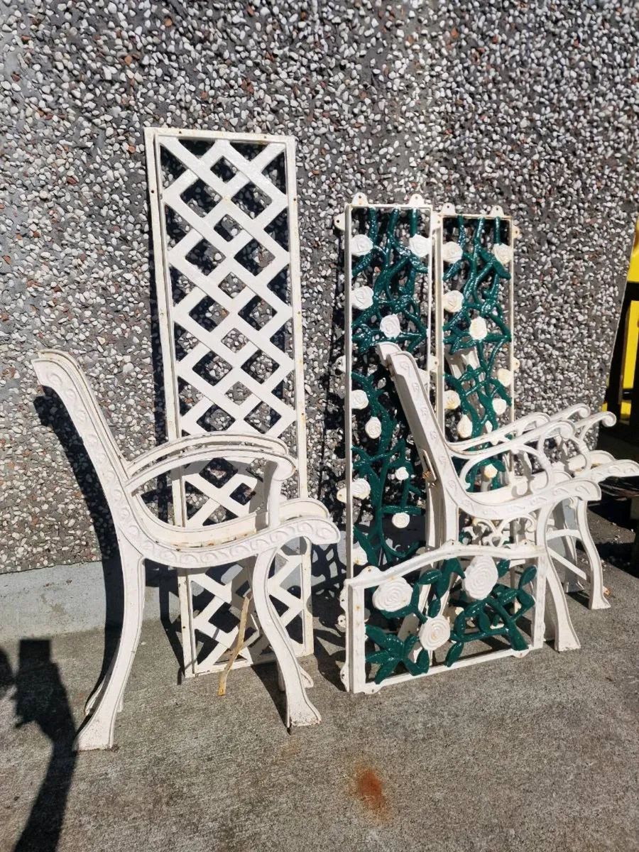 cast iron white benches - Image 1