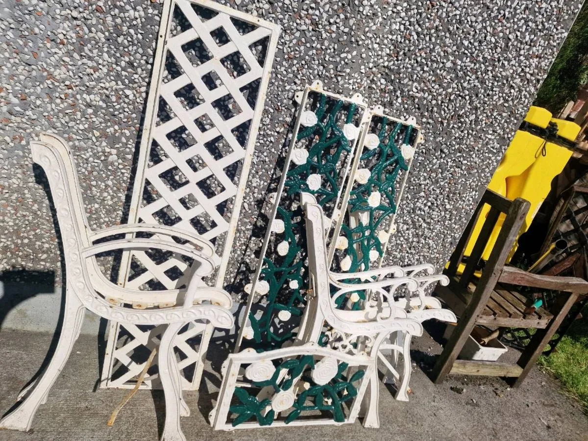 cast iron white benches - Image 2