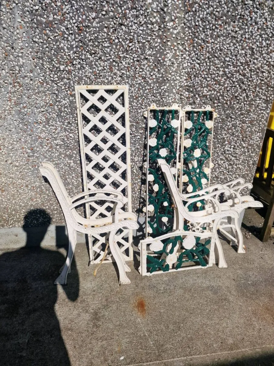 cast iron white benches - Image 3