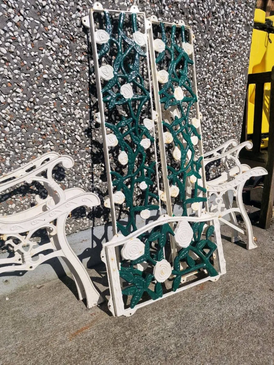 cast iron white benches - Image 4