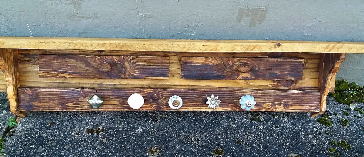 NEW Rustic Floating Shelf / Coat & Hat Rack - Image 4